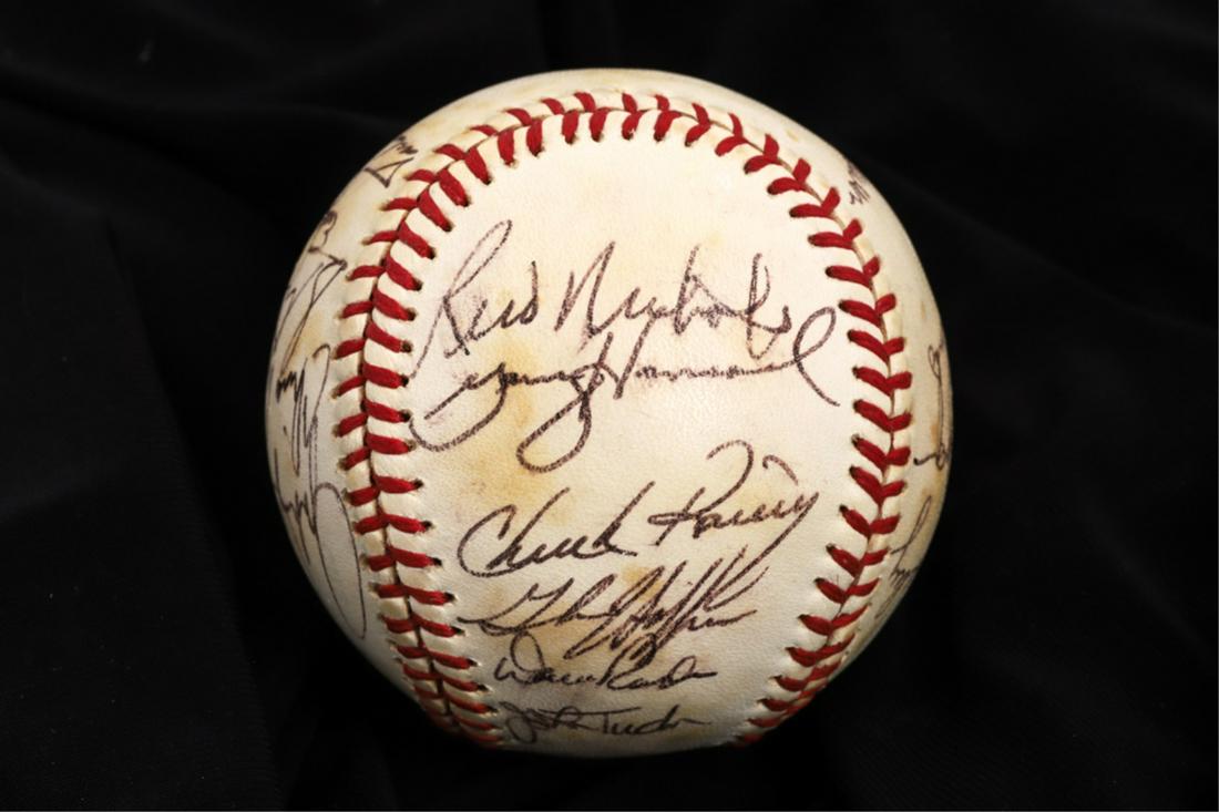 1980 RED SOX MULTI-AUTOGRAPHED BASEBALL etc: Rawlings Official Ball American League baseball with red stitching signed by (18) players including: John Tudor, Reid Nichols, Chuck Rainer, Dave Rader, Jack Brohamer, Chico Walker, Julio Valdez, John