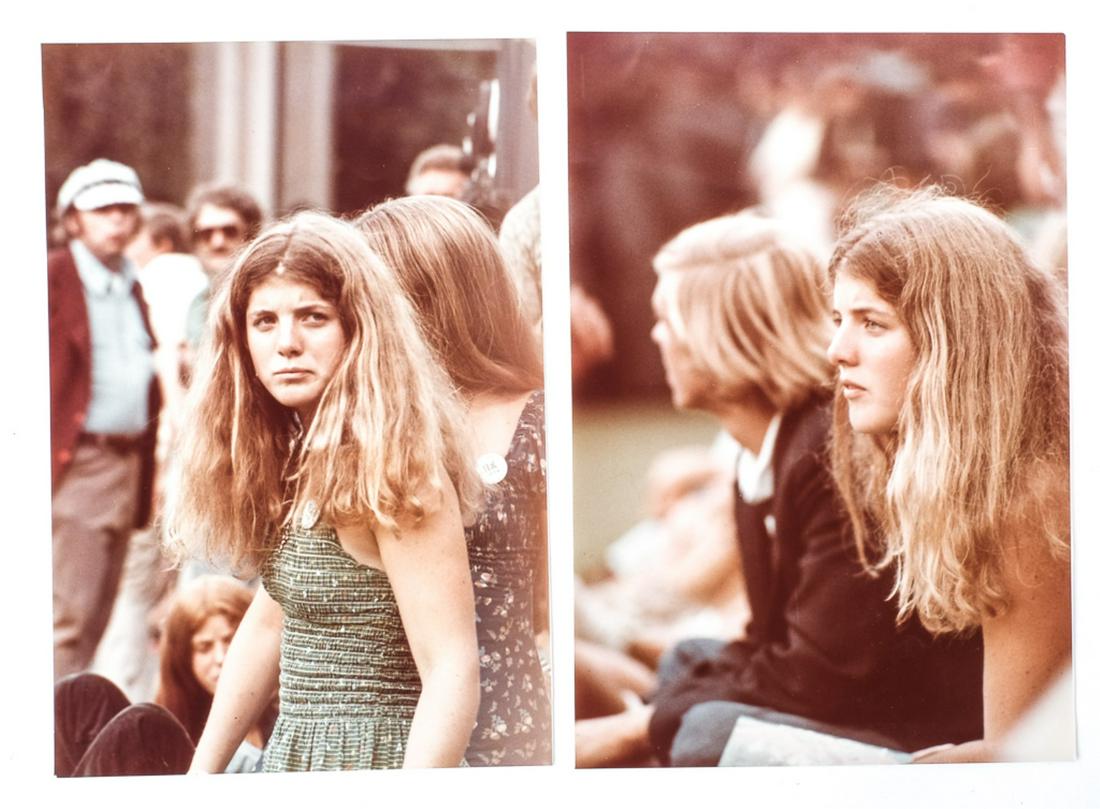 (2) COLOR PHOTOGRAPHS OF CAROLINE KENNEDY: At a 1974 celebrity tennis tournament in New York City. 13 1/2 x 9 inches.