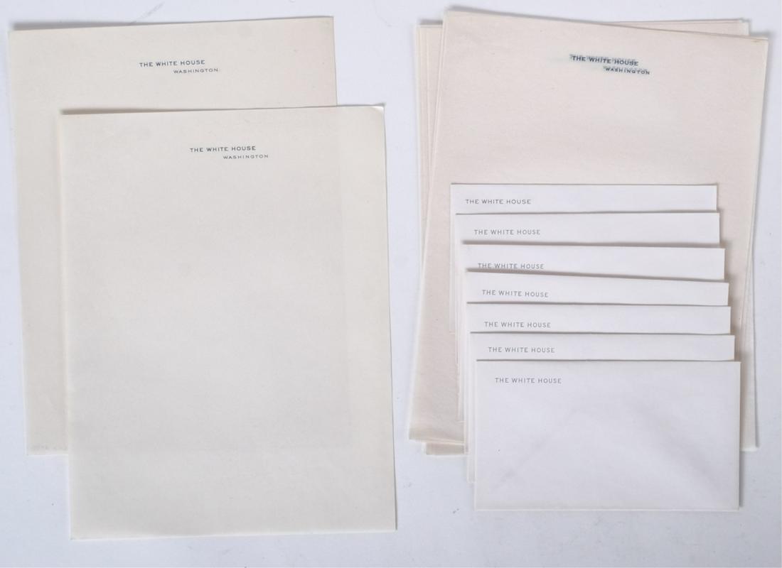 JOHN F. KENNEDY WHITE HOUSE STATIONARY EXAMPLES: (2) "The White House Washington" printed on bond paper watermarked with the Seal of the President. 10 1/2 x 8 inches, (12) "The White House Washington" printed on tissue 10 1/2 x 8 inches and (7) "The