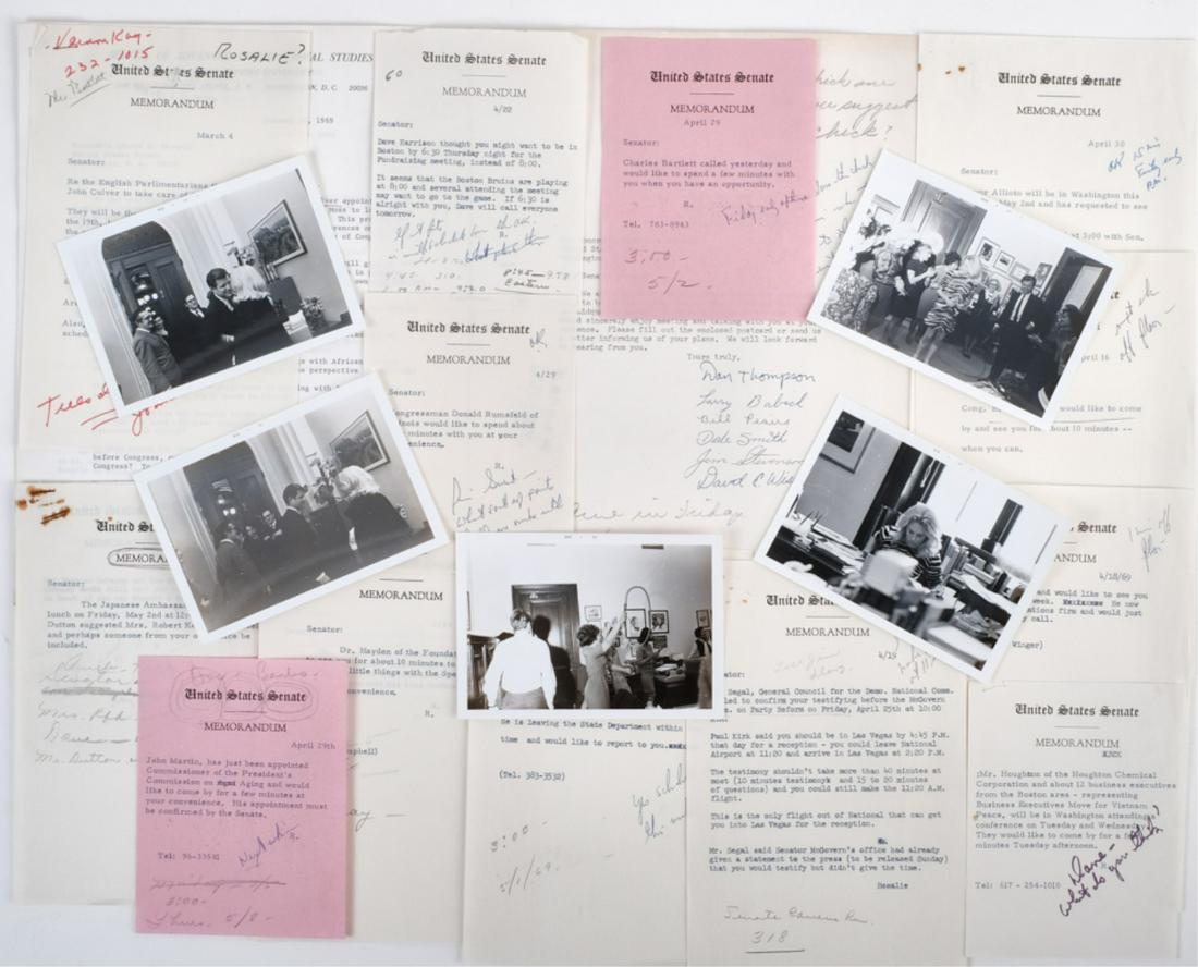 SENATOR EDWARD M KENNEDY INTEROFFICE COMMUNICATION: Largely typewritten Memorandums annotated in Senator Kennedy's own hand including: Mayor of San Francisco, Houghton Chemical, Claude Desautels, Bill Hathaway, Ambassador Ferguson, other dignitaries. T