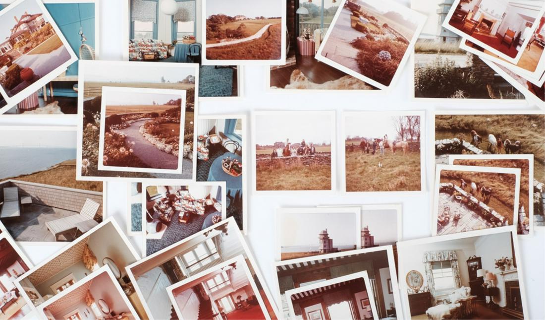 JACKIE, JOHN & CAROLINE at HAMMERSMITH FARM: Each unpublished photographs including: Group photograph with Jackie, John and Caroline dated November 1971, Jackie holding horse being ridden by John John and Caroline, Ivan Steers in living room rea