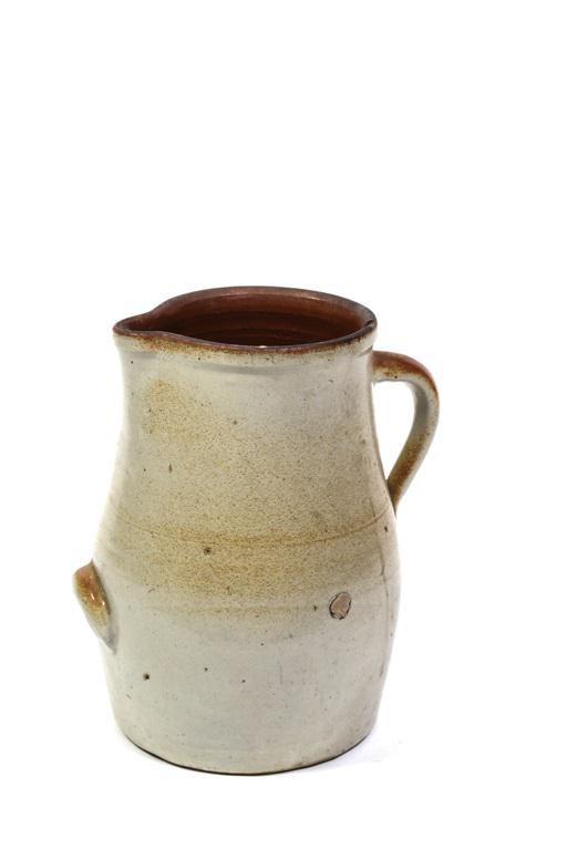 MASSIVE SALT GLAZED PITCHER w/ LOWER FRONT HANDLE: 14 inches.