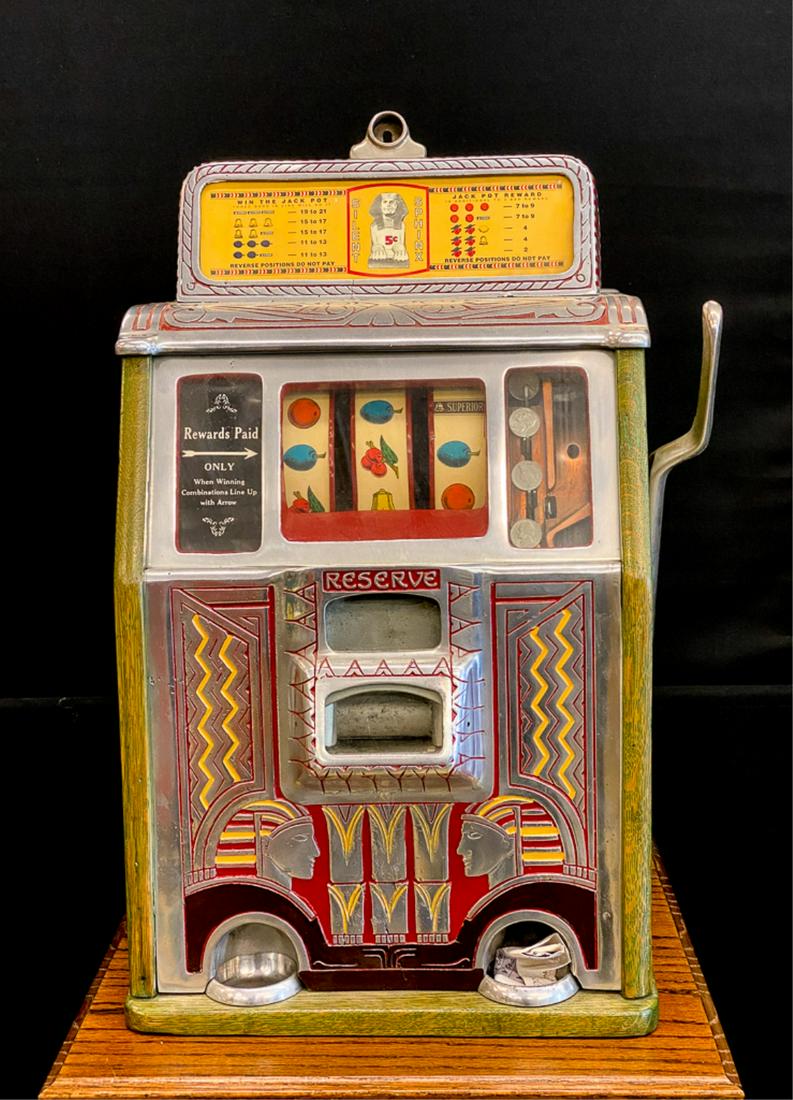 CAILLE BROS "SILENT SPHINX" 5 CENT SLOT MACHINE (1 of 20)