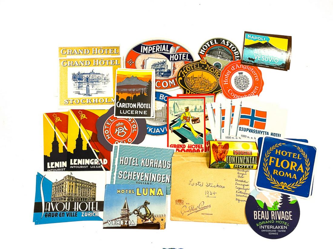OVER (30) VINTAGE HOTEL LABELS AND STICKERS (1 of 10)