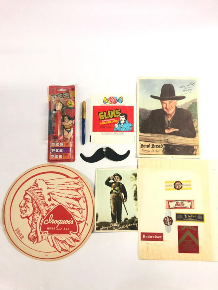 (13) VINTAGE BEER, WINE AND FOOD ADVERTISING: (6) Vintage beverage labels in cluding, Echo Dri Golden Old Fashioned Gingerale, Silver Bar Ale, Budweiser, Pepsi Cola, Southern Beer Brewing CO., and Chevron Grapefruit Wine. Bond Bread Hoppy's Favor