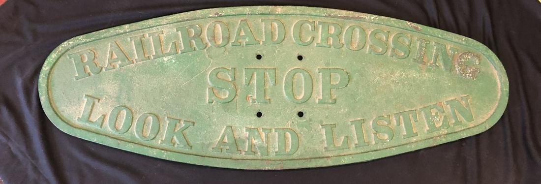 CAST IRON RAILROAD CROSSING SIGN (1 of 8)