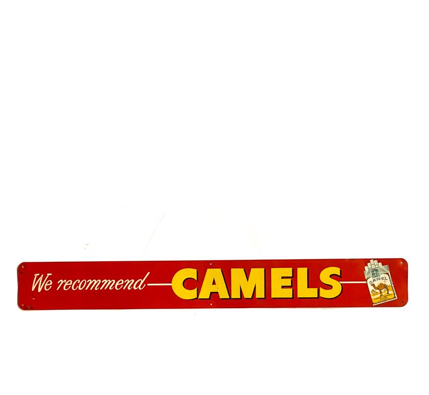 VINTAGE "WE RECOMMEND CAMELS" TIN SIGN (1 of 6)