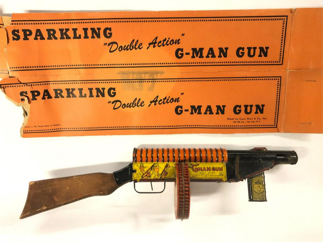 洋楽 G-MAN COLLECTOR'S ITEM Hake's - “G MAN” MARX SPARKLING WIND-UP TOMMY GUN WITH BOX.