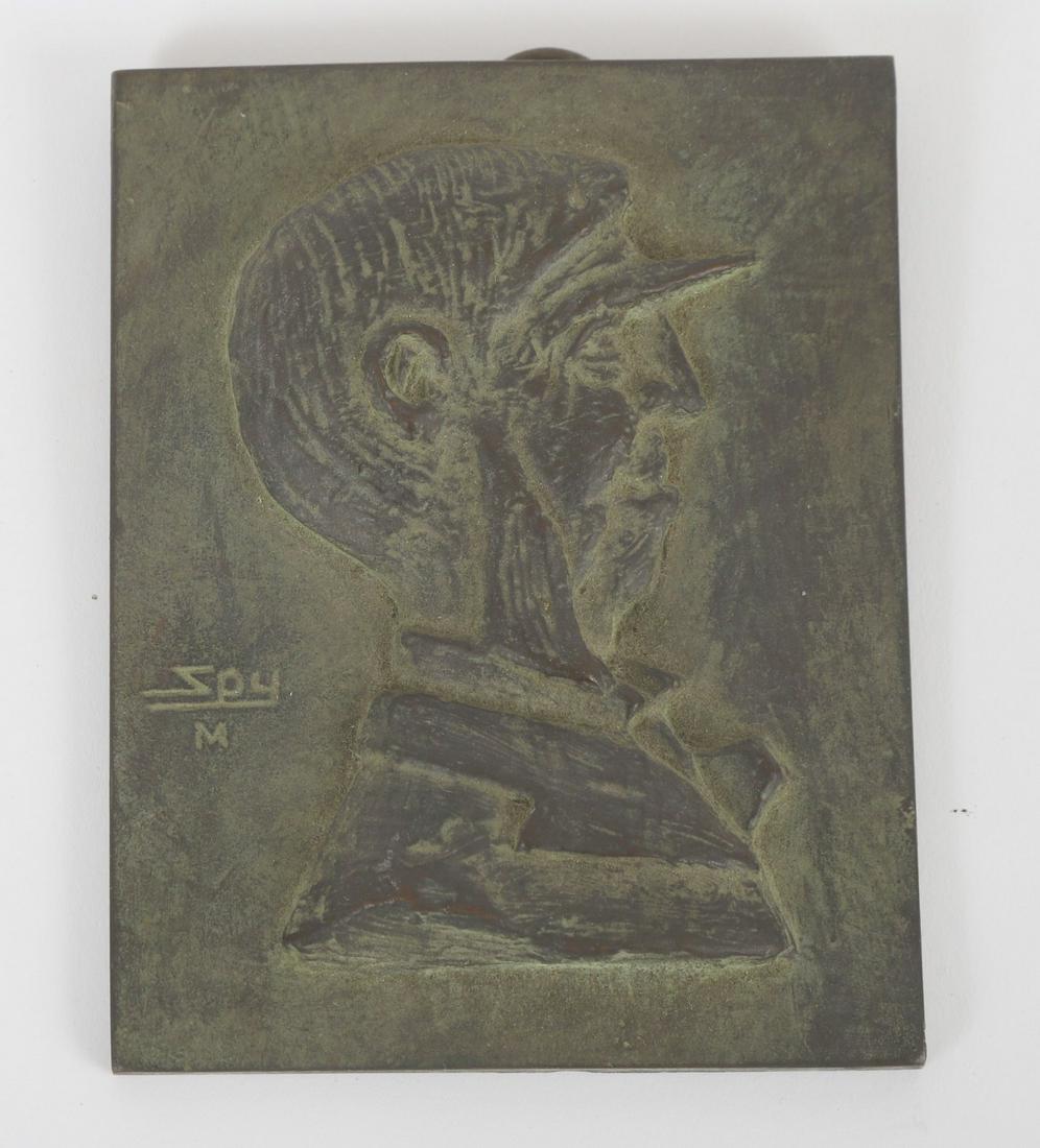 AFTER LESLIE WARD “SPY” BRONZE PLAQUE: 3 5/8 x 2 7/8 inches