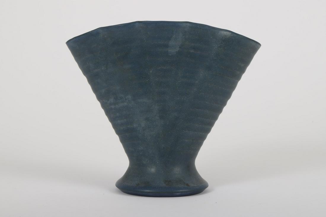 MARBLEHEAD POTTERY VASE: 5 ¾ inches. Stamped under base. Note: Harriett Bull’s collection of early Marblehead Pottery comes from family members directly connected to the Devereux House Sanitarium in Marblehead where Marble