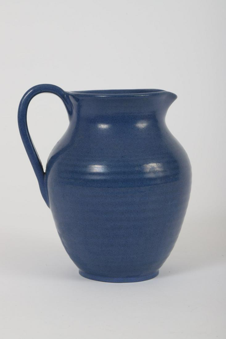 MARBLEHEAD POTTERY PITCHER: 5 3/8 inches. Stamped under base. Note: Harriett Bull’s collection of early Marblehead Pottery comes from family members directly connected to the Devereux House Sanitarium in Marblehead where Marbl