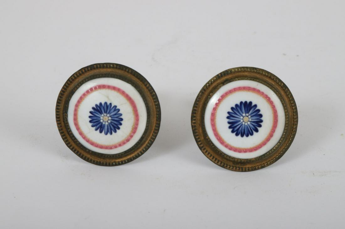 PAIR OF RED, WHITE & BLUE BATTERSEA TIE BACKS: 2 inches