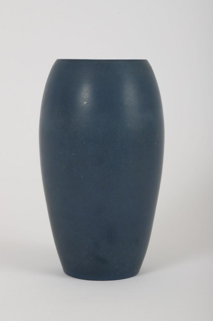 MARBLEHEAD POTTERY VASE: 8 7/8 inches. Stamped under base. Note: Harriett Bull’s collection of early Marblehead Pottery comes from family members directly connected to the Devereux House Sanitarium in Marblehead where Marbl