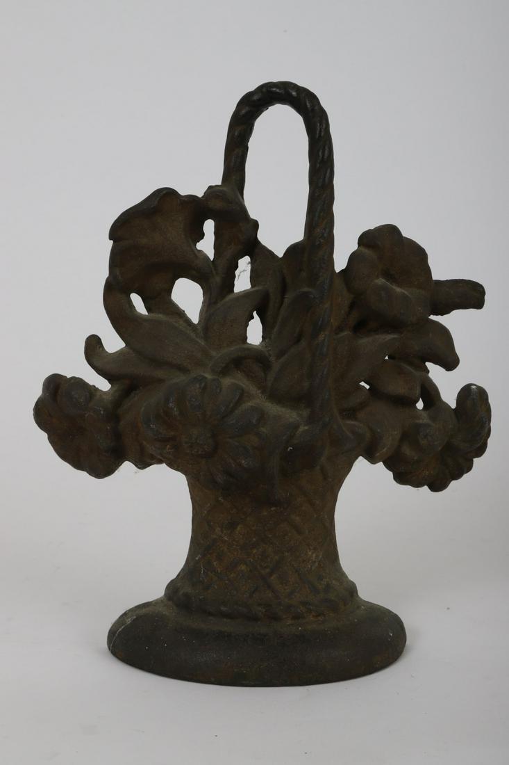 CAST IRON BASKET OF FLOWERS DOOR STOP: 10 inches