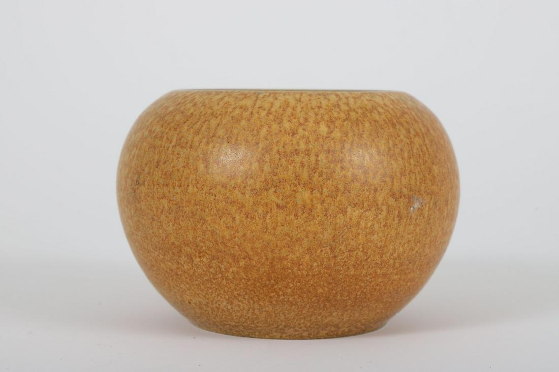 MARBLEHEAD POTTERY VASE: 3 3/8 inches. Stamp obscured by heavy glaze. Note: Harriett Bull’s collection of early Marblehead Pottery comes from family members directly connected to the Devereux House Sanitarium in Marblehead