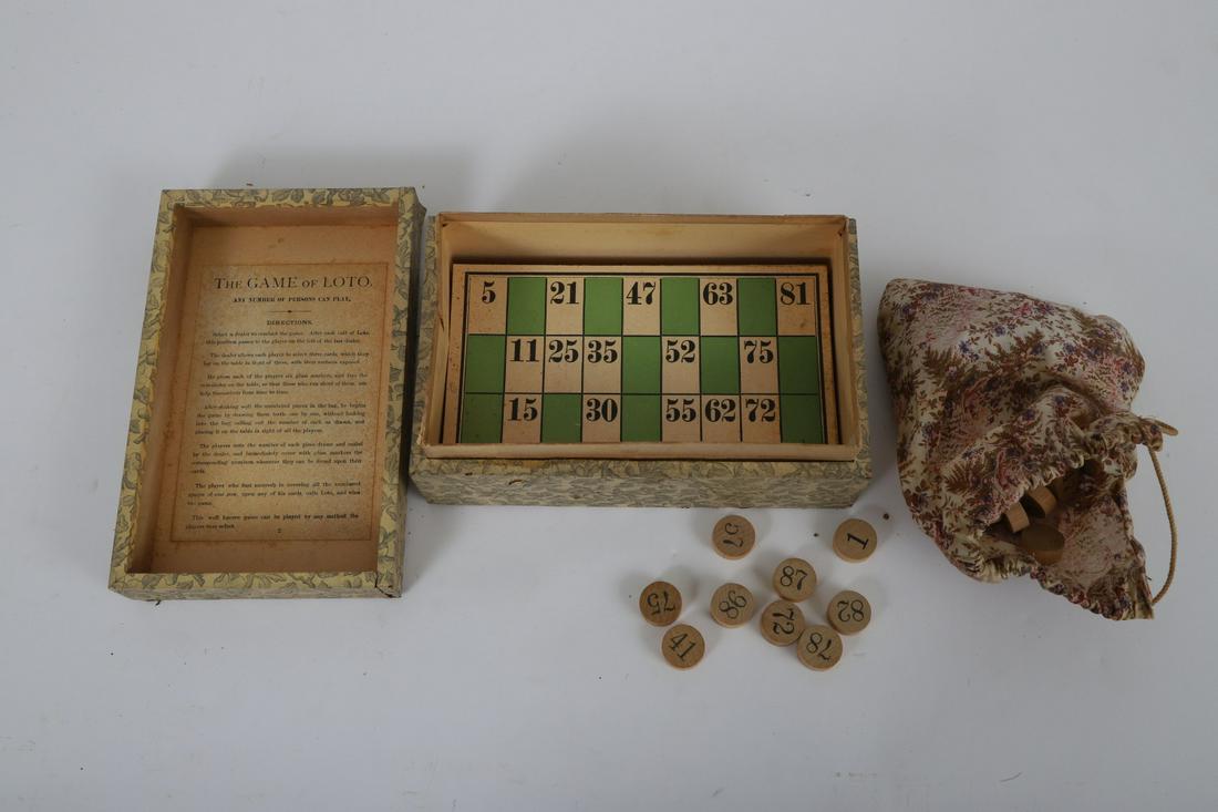 EARLY MCLAUGHLIN BROS. LOTTO LOTTERY GAME: 3 3/8 x 7 ¾ x 5 inches