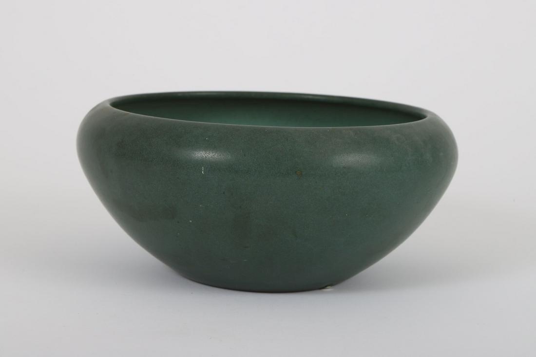 MARBLEHEAD POTTERY VASE: 3 3/8 inches. Stamped under base. Note: Harriett Bull’s collection of early Marblehead Pottery comes from family members directly connected to the Devereux House Sanitarium in Marblehead where Marbl