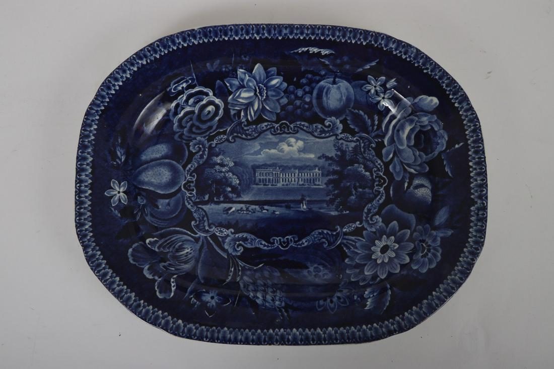 R. HALL'S SELECT VIEWS TRANSFERWARE PLATTER: Boughton House Northhamptonshire. 10 ½ x 13 inches