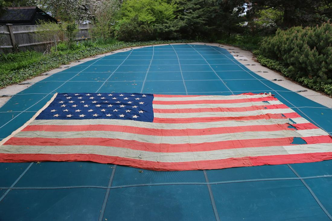 MOMUMENTAL US 1898 SPANISH AMERICAN WAR FLAG: Flown over Fort Sewall during the Spanish American War. 8' x 15'