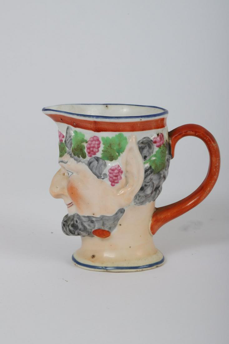 FIGURAL CREAMWARE MUG OF BACCHUS: 4 inches