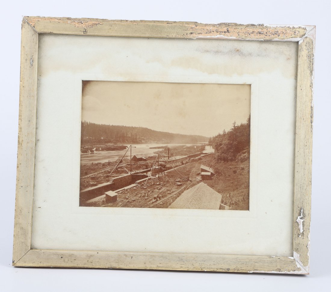 CITY OF SALEM OREGON CANAL LOCKS PHOTOGRAPH: Albumen photograph 5 ½ x 7 ½ inches. Framed 11 x 13 inches. Note: From the 1870s Ã‚Â– 1900, Harriett BullÃ‚Â’s grandparents Samuel H Brown, 2nd (1849-1917) and his wife Carri