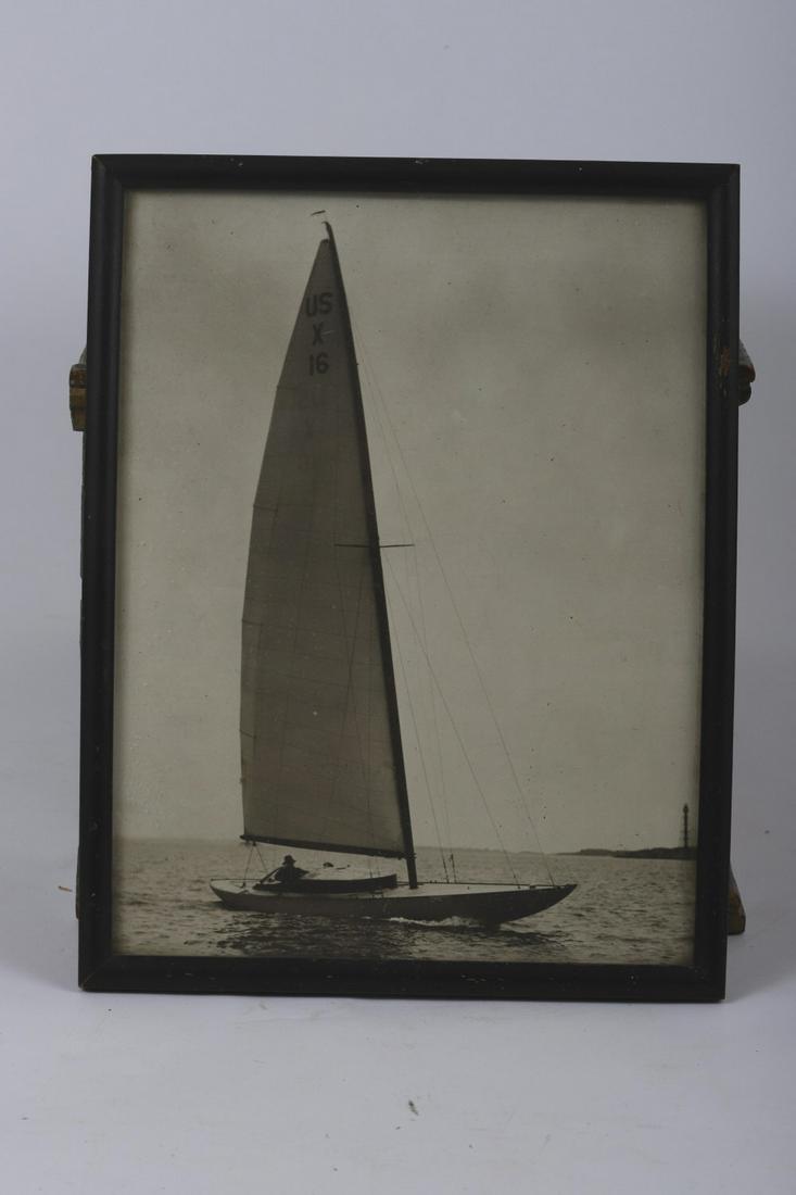 WILLARD B. JACKSON (1871-1940) PHOTOGRAPH: Sailing past Marblehead Light. 9 x 7 inches. Unsigned. Note: W.H. Brown (1882-1963) is brother of naval architect and boat designer, Samuel H. Brown (1887-1960) of Brown Brother’s Boats, Ft. Sewall,