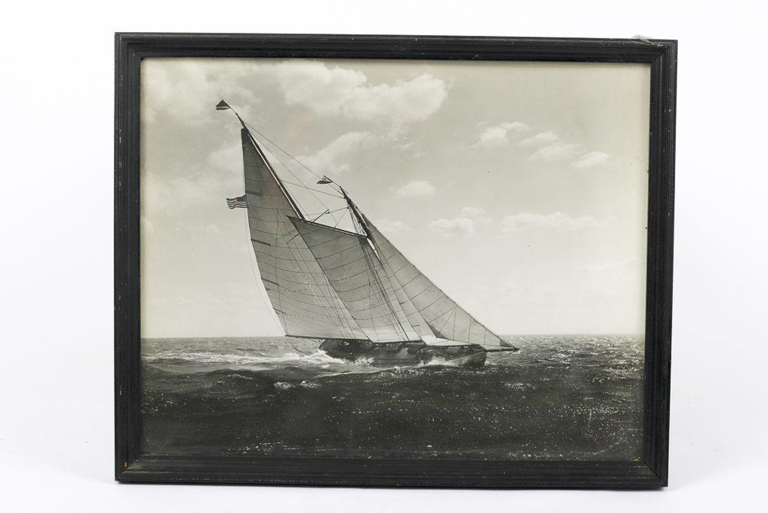 WILLARD B. JACKSON (1871-1940) PHOTOGRAPH: Schooner yacht Malay. Silver gelatin print. Unsigned but guaranteed authentic 9 ½ x 12 inches. Note: W.H. Brown (1882-1963) is brother of naval architect and boat designer, Samuel H. Brown (1887-1960