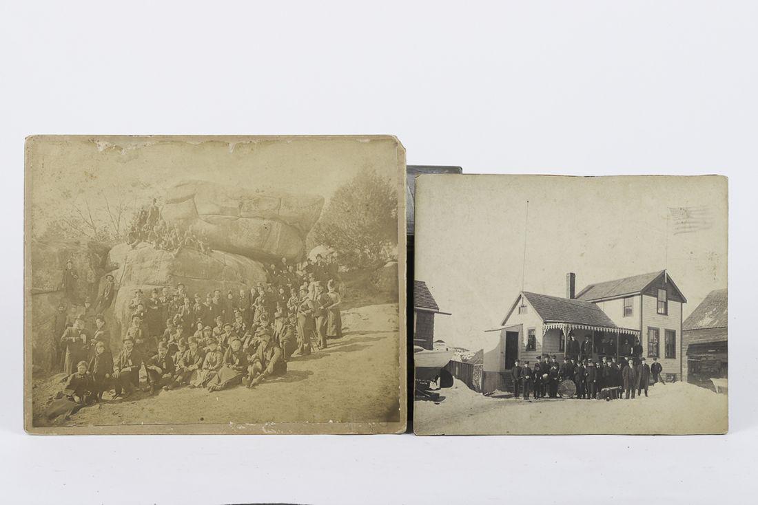 (2) MARBLEHEAD PHOTOGRAPHS 1860's &1890's: Group gathering to commemorate an occasion (ribbons) albumen print 10 x 13 inches and Youth Drum Corps Excelsior, Jr. 9 ½ x 11 ½ inches.