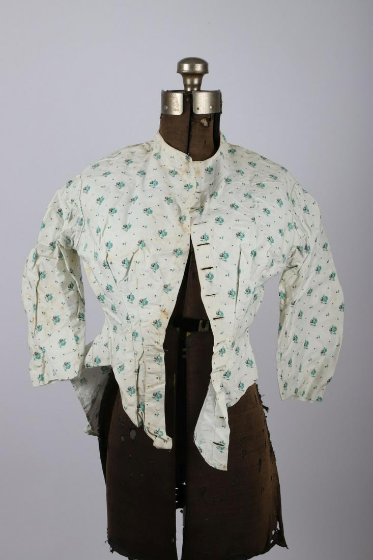 VICTORIAN DRESS TOP: Rose and thistle pattern. 21 inches. 23 ½ sleeve from center of back.