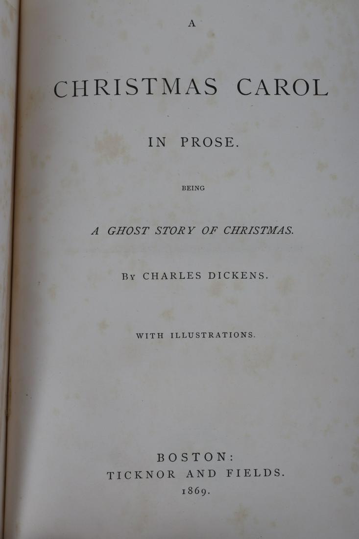 THE CHRISTMAS CAROL by DICKENS 1869: Illustrated. Boston: Ticknor and Fields 1869. hardcover leather bound
