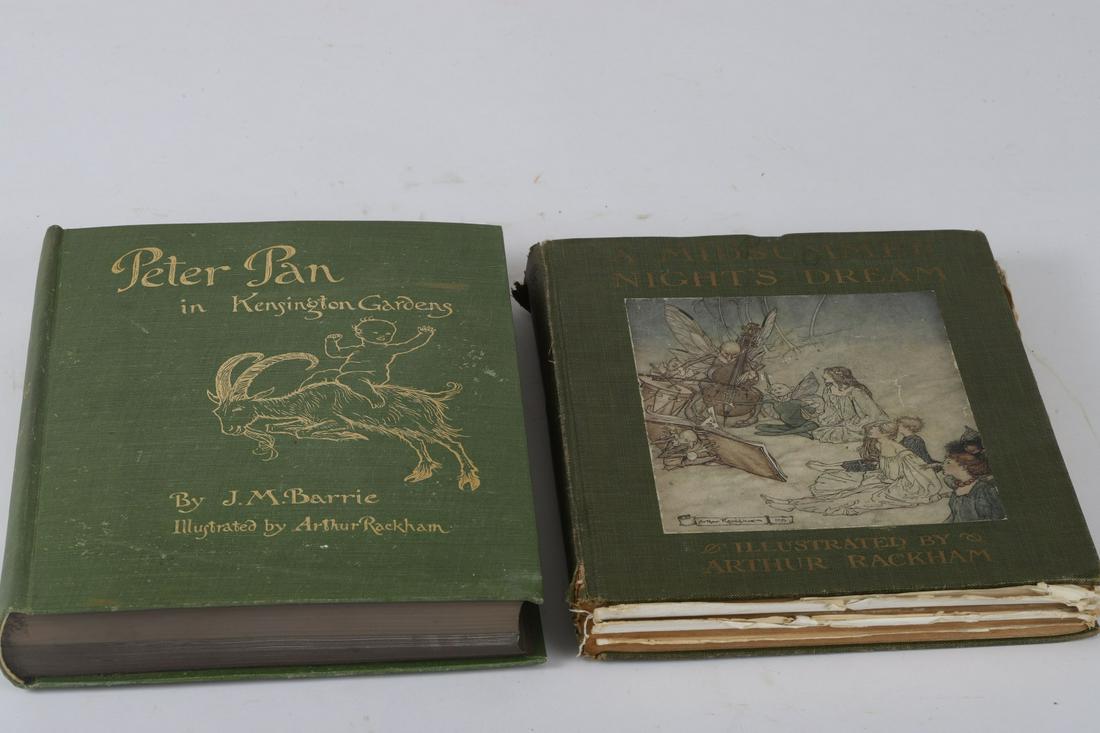 PETER PAN & MID-SUMMER'S NIGHT ILLUS by RACKHAM 1906: (2) Books: Peter Pan in Kensington Gardens with Drawings by Arthur Rackham. Charles Scribner's Sons, New York 1906. Hardcover clothbound
