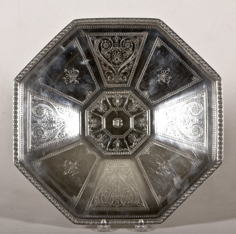American silver octagonal footed tazza, Tiffany &