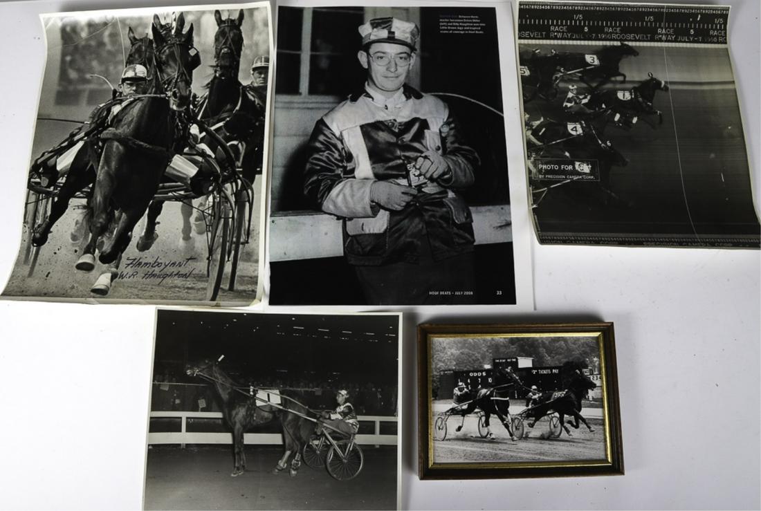 (3) PHOTOGRAPHS OF BILLY HAUGHTON DRIVING etc: Including a Photo finish, and with Flamboyant. 14 x 11 inches (and smaller), (1) framed