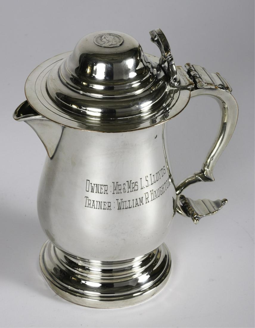 1966 FLAMBOYANT HTA CHAMPION PRESENTATION TANKARD: Owner: Mr. and Mrs. Lloyds. Trainer: William R. Haughton. silver over copper. unmarked. 8 1/2 inches.