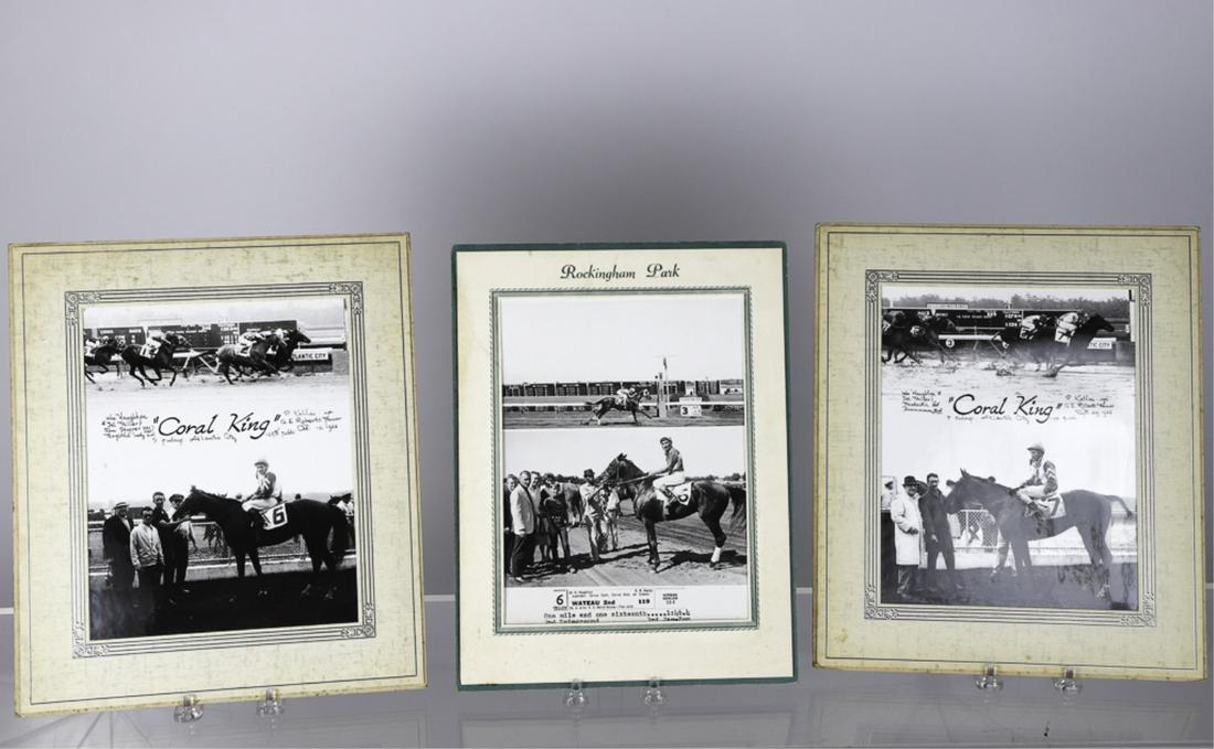 (3) PHOTOGRAPHS OF BILLY HAUGHTON'S WINNERS: Each owned by William Haughton (2) 1966 8 x 10 inch black in white photographs of the Winner's Circle at a variety of racetracks. matted 14 x 11 inches (overall)