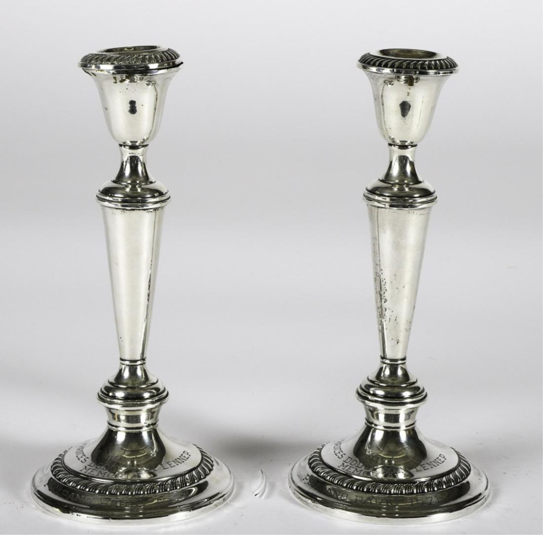 1971 POMPANO PARK FRANCES DODGE VAN LENNEP: Memorial. Presentation Gorham sterling silver candlestick trophies with gadroon base and sockets. 9 inches