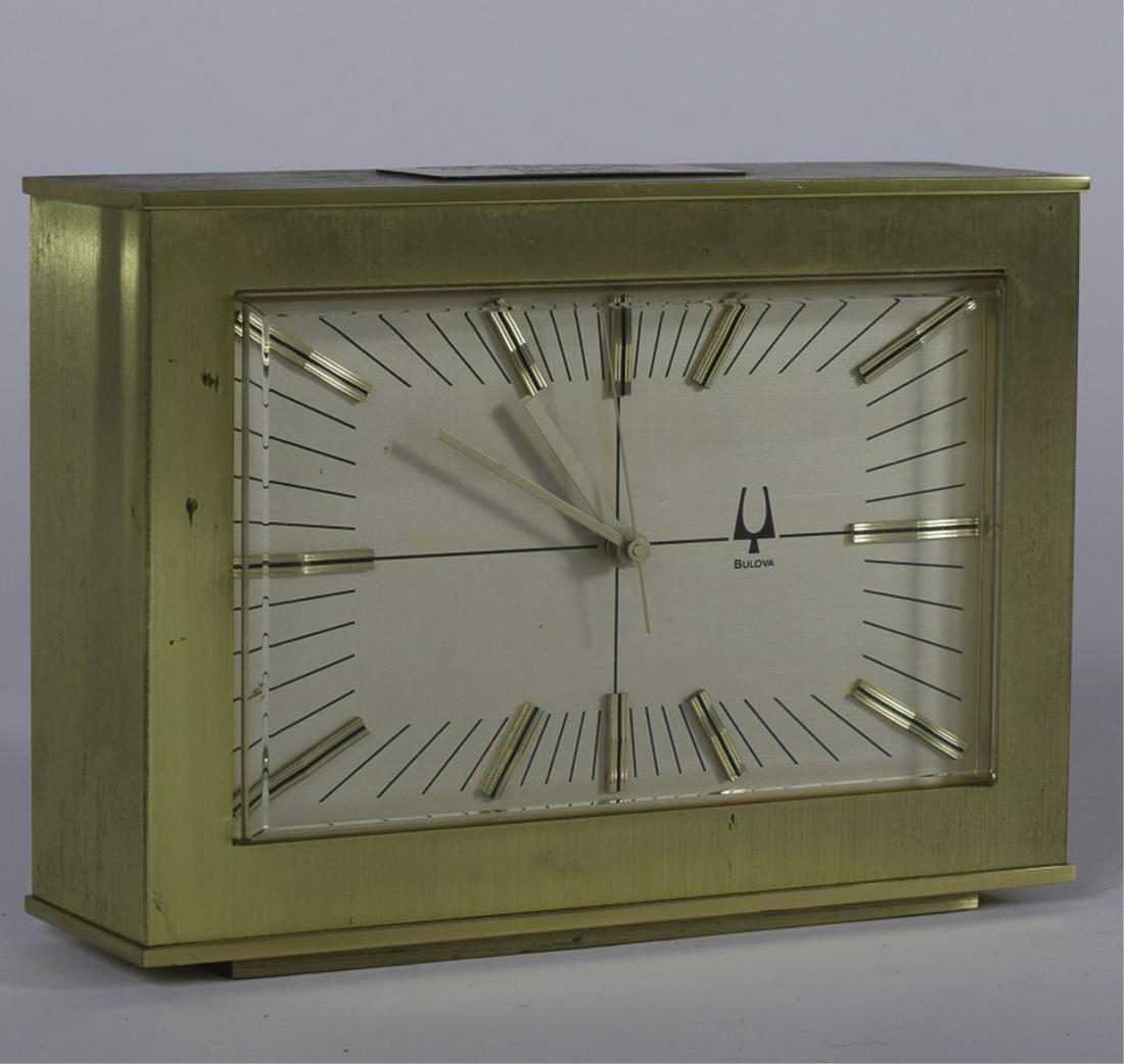 1978 DRIVERS HALL OF FAME TROT PRESENTATION CLOCK: To Billy Haughton, The Meadowlands May 23, 1978. Bulova, battery powered clock, brass case. 6 x 8 1/4 x 2 1/2 inches.