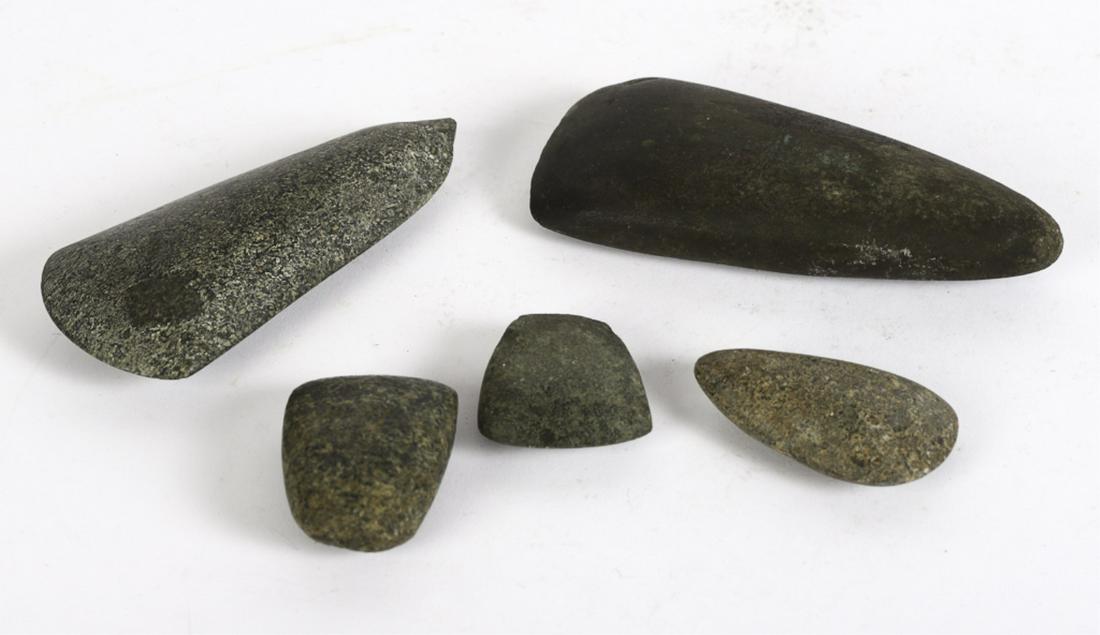 (5) ANCIENT STONE TOOLS PROBABLY NATIVE AMERICAN: Well shaped. approx. 5 inches.