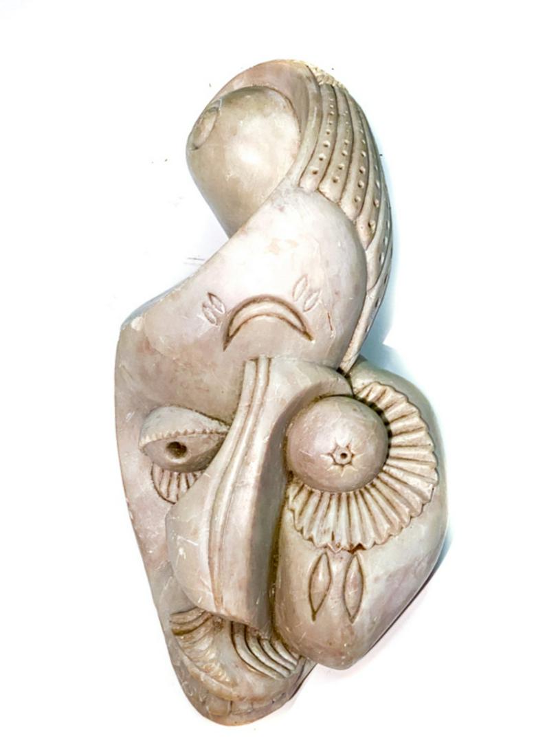 CARVED ALABASTER ABSTRACT SCULPTURE, NAIROBI: "Love Marks" purchased from a high end art gallery in Nairobi. 7 1/2 x 15 inches