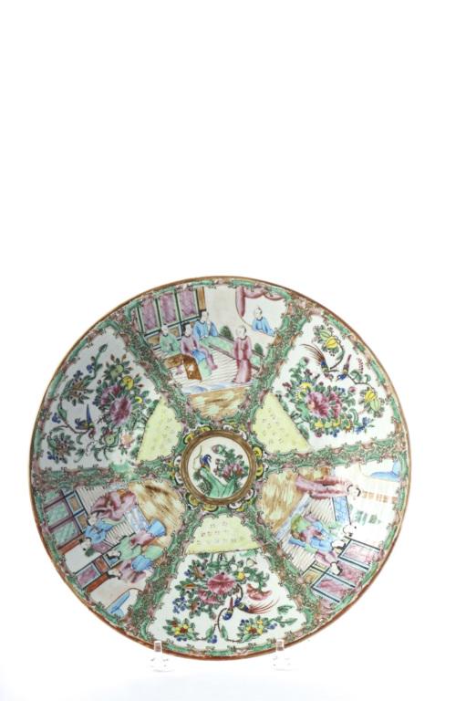 LARGE ROSE MEDALLION CHARGER or CHOP PLATE: 13 1/2 inches
