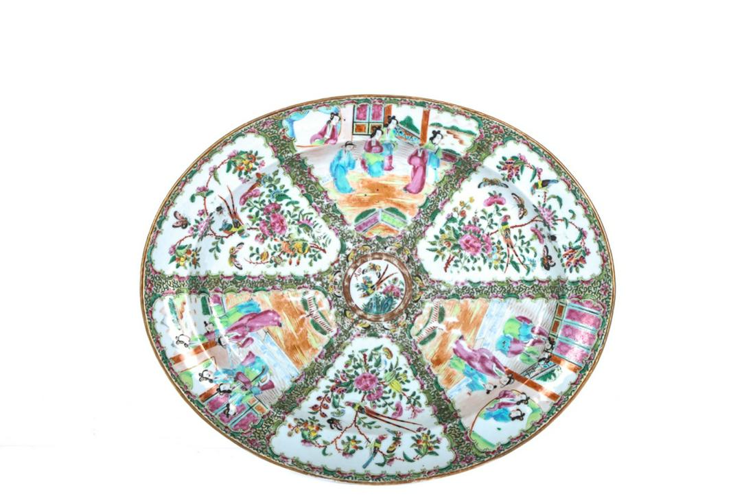 ROSE MEDALLION PLATTER: 14 x 17 inches.