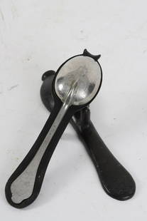 Rare (Early 18th c) Bronze Spoon Mold / Portrait Handle: Rat-tail spoon mold engraved under bowl and top of handle with a portrait. 7 ¾ inches. Reproduction cast pewter spoon is not included with this mold. Note: See American Pewter at the MFA
