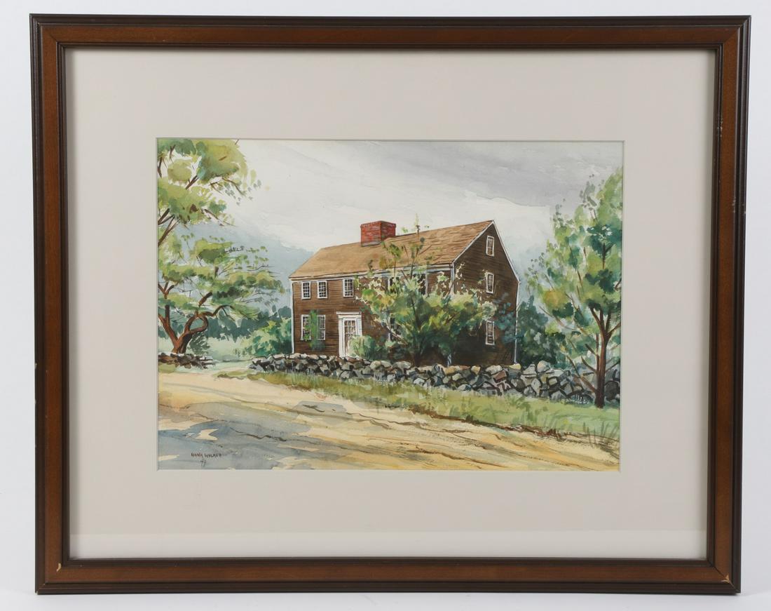 Sedden's Tavern Lower Green by Hank Walker: Newbury. Watercolor 10 x 14 inches framed. Signed and dated 1949 17 ½ x 21 ½ inches (overall)
