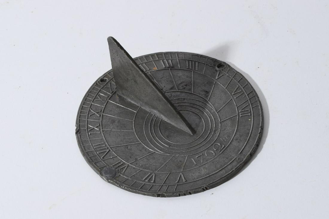 American Pewter Sun Dial Dated 1762: 4 ½ inches (diameter)