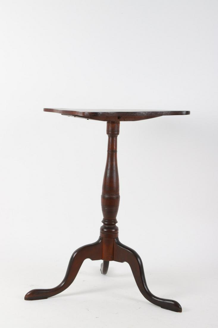 c1780 Queen Anne Wavy Top Candle Stand: Birch. 25 ¼ x 15 ¼ x 16 inches Central Mass or NH