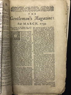 GENTLEMAN'S MAGAZINE FOR MARCH 1759: Includes: "Of the Treaty of Peace with the Indians in 1758", "Death of King Charles I", Map of Martinico and Guadaloupe. by Sylvanus Urban London.