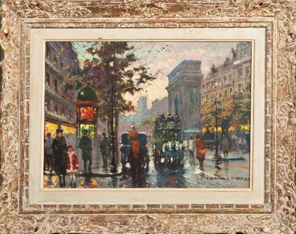 Edouard C. Cortes, French (1882-1969) Paris street: Edouard C. Cortes, French (1882-1969) Paris street scene, signed Edouard Cortes, L.R. Oil on canvas, 13 in. X 18 in. framed