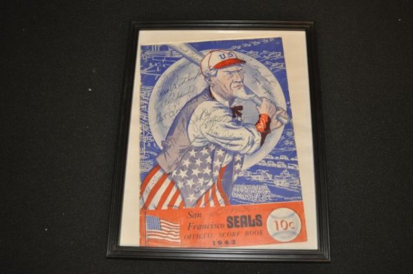 1943 San Francisco Seals Official Score Book autog