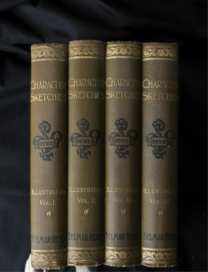 REV COBHAM BREWER "CHARACTER SKETCHES" 1892: New York. Selmer Hess. illustrated. hardcover cloth bound. 12 x 9 1/4 inches. (4) volumes.