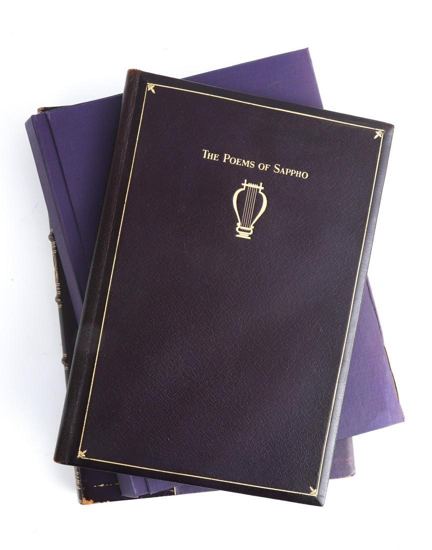 JOHN MYERS O'HARA "THE POEMS OF SAPPHO" 1924: An Interpretative Rendition into English Portland, Maine. Smith & Sale. hardcover leather bound. (5) Copies were printed on imperial Japan Vellum in June 1934. copy (No. 1). with original slip case.